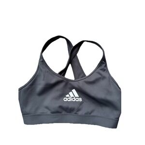 Adidas AEROREADY Sports Bra Women Black Med Support Racerback Logo Workout Sz Sm